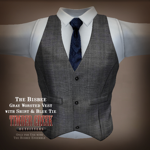 [Timber Creek] Bisbee Men's Shirt, Tie & Vest-Blue Jacquard-Box