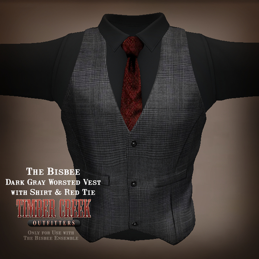 [Timber Creek] Bisbee Men's Shirt, Tie & Vest-Red Jacquard-Box