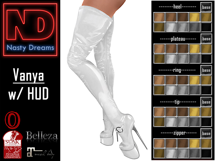 Nasty Dreams - Vanya Latex Boots White