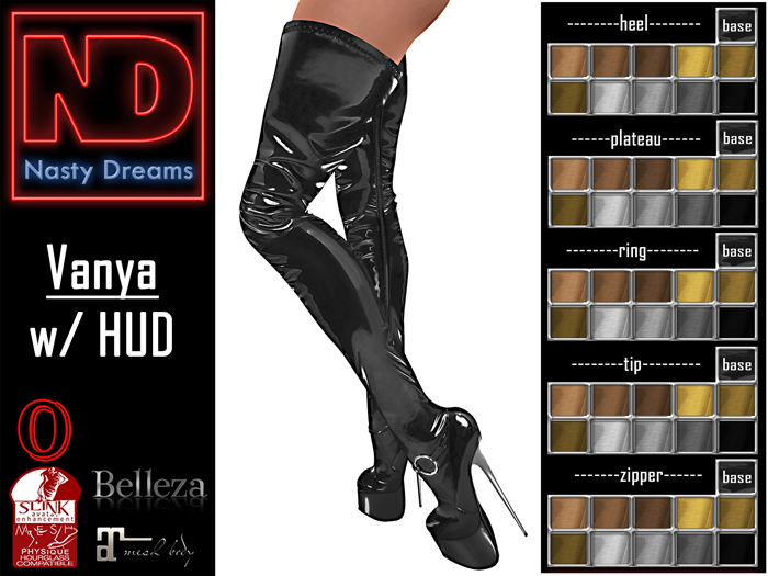 Nasty Dreams - Vanya Latex Boots Black