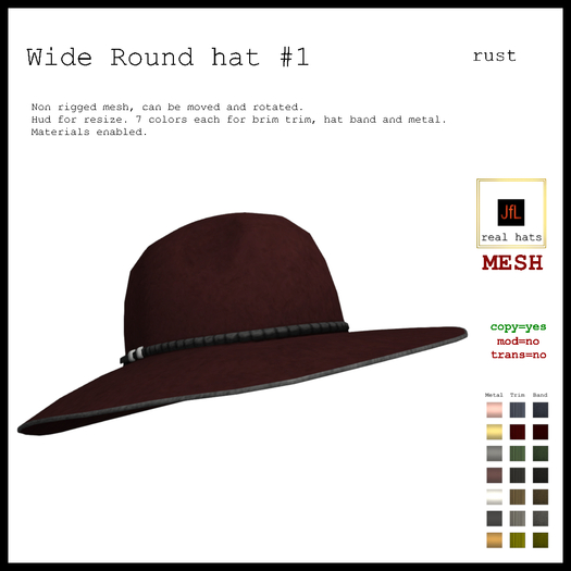 JfL Wide round hat_rust_BOXED