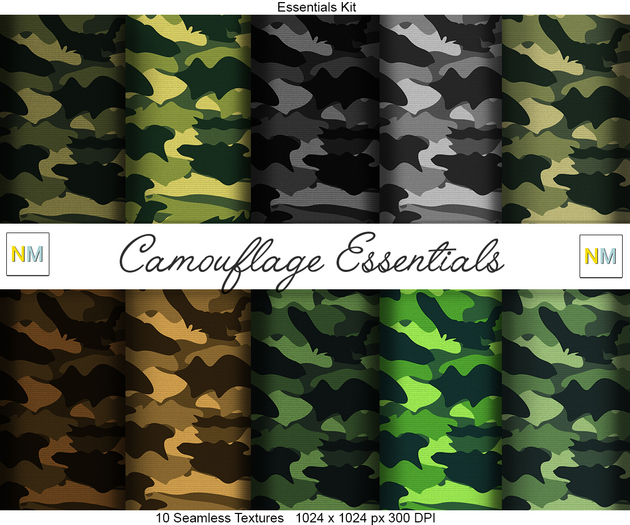 Camouflage Essentials Kit 10 Seamless Textures NM