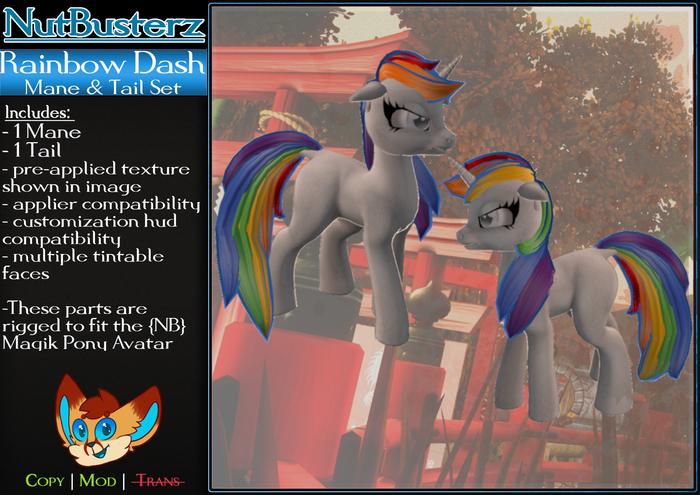 {NB} Magik Pony Mane & Tail Set Ranbow Dash