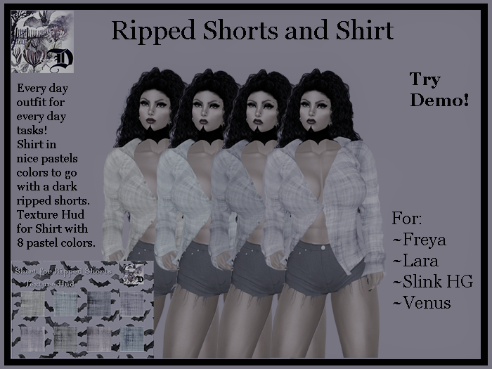Ripped Shorts and Shirt Outfit DEMO (ADD ME)