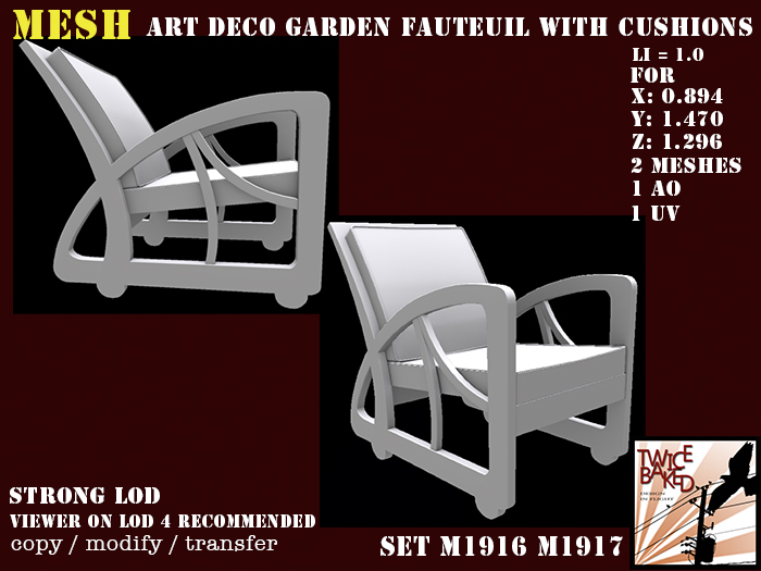 "TB" Gorgeous Art Deco garden fauteuil M1916 M1917