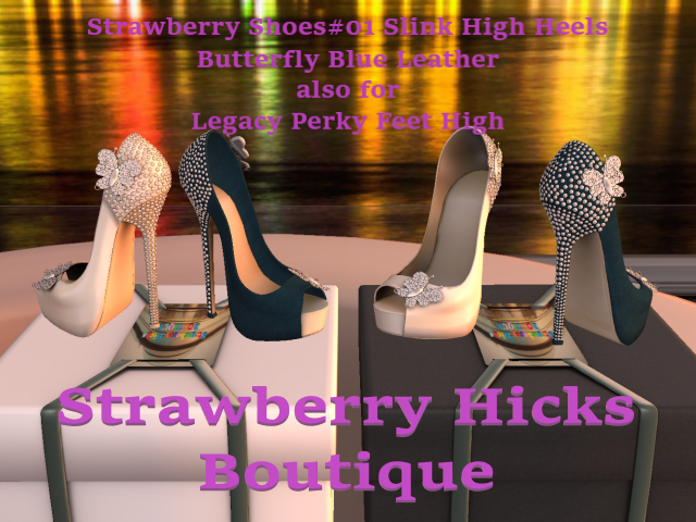 Strawberry Shoes#01 SlinkHigh-ButterflyBlueLeather
