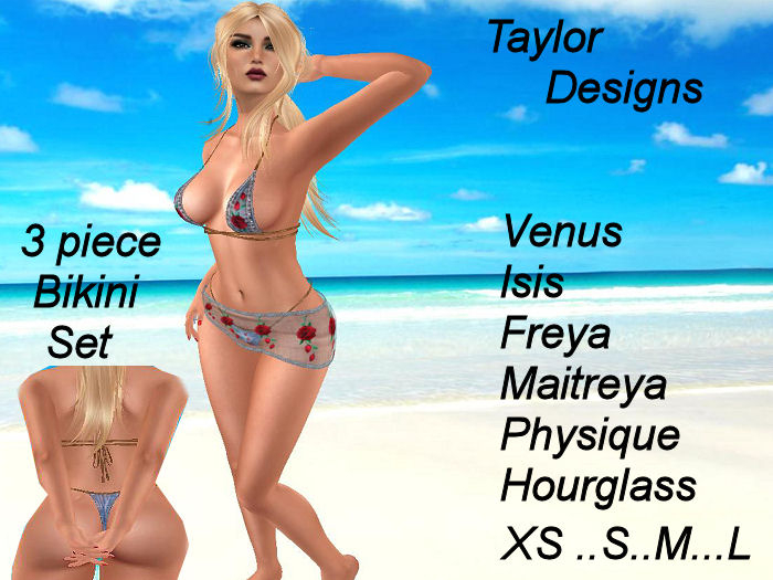 TD 3 piece bikini set rose