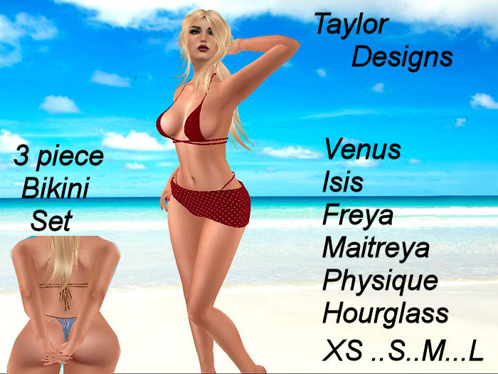 TD 3 piece bikini set Red