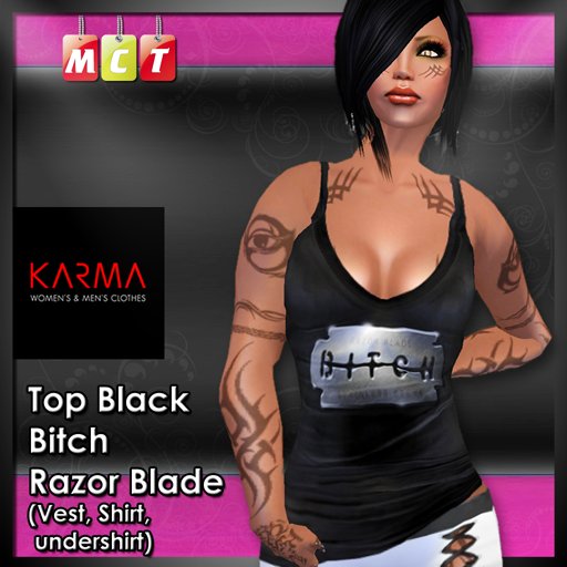 Karma - Tank Top Black Sexy B***H Razor Blade