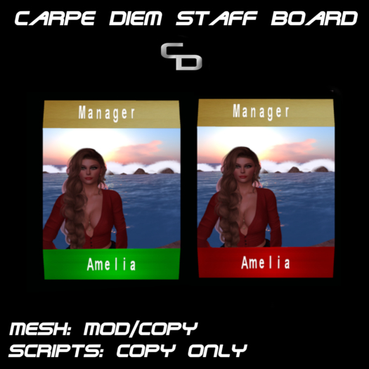 Staff Status Board with 2 Textlines (mesh) gold edition