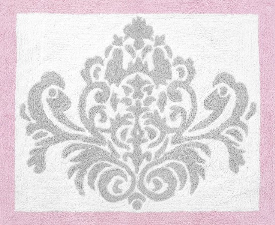 Object[Happy Panda] Area Rug (boxed) - Damask Pink Accent