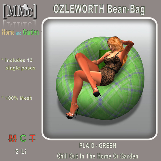 [MMc] OZLEWORTH Bean-Bag-Green Plaid *