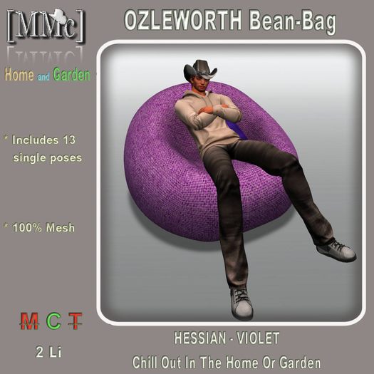 [MMc] OZLEWORTH Bean-Bag-Violet Hessian *