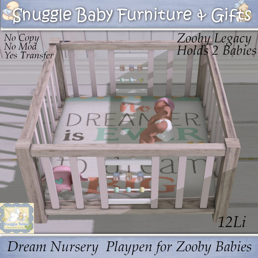 Dream Nursery  Playpen for Zooby Legacy  Babies 