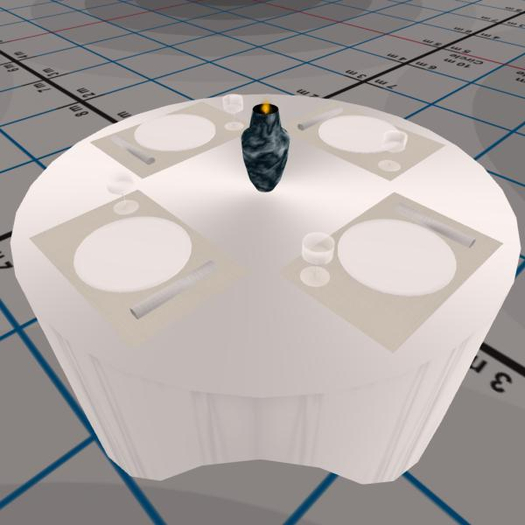 Mesh Decorated Circle Table Set (8 LI) - Copy Modify Perms
