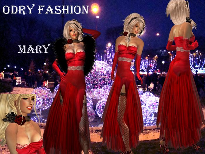 *MARY*DRESS Red and Boa 