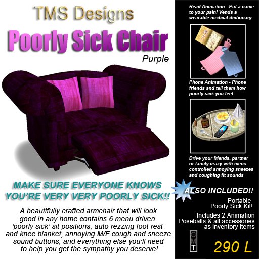 Poorly Sick ArmChair (Purple) & Poorly Sick Animation Kit