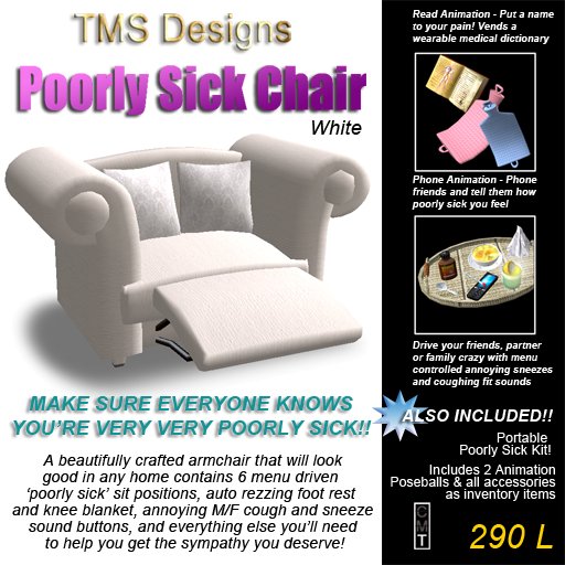 Poorly Sick ArmChair (White) & Poorly SickKit