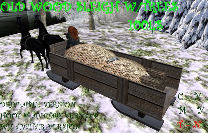 Old Wood Sleigh Ride w/Trees
