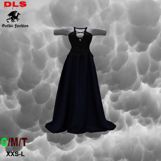 Medival peasant dress blue black  boxed