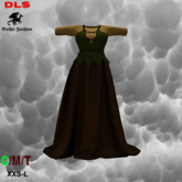 Medival peasant dress brown green boxed