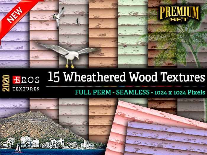 15 Weathered Wood Textures by {EROS Textures Lab}