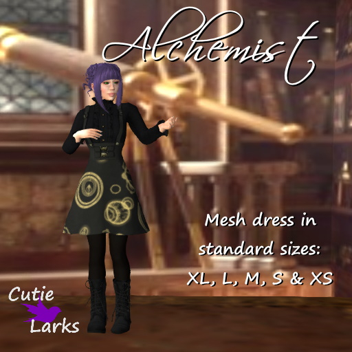 ~CL~ Womens Alchemist Dress - Black w Gold BOXED