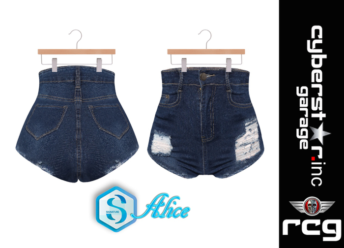 High Rise Distressed Denim Shorts - Alice Only