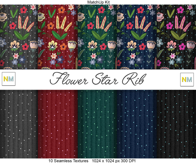 Flower Star Rib Matchup Kit 10 Seamless Textures NM