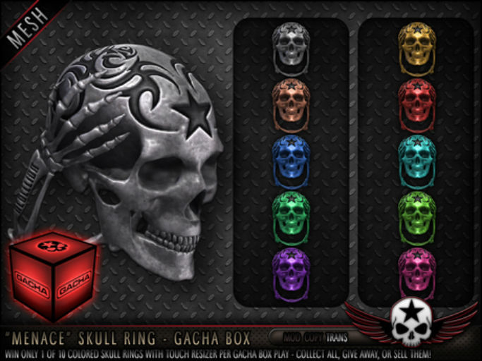 = REBELLION = "MENACE" SKULL RING (PINK)