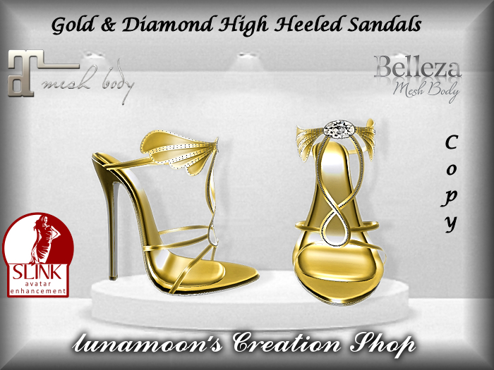 Gold & Diamond High Heeled Sandals