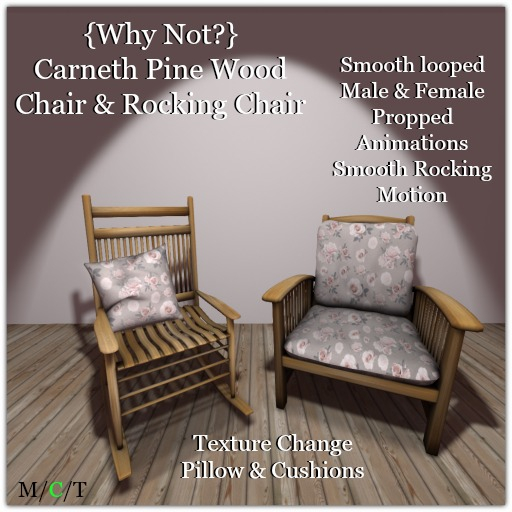 {Why Not?} Carneth Pine Wood Chair & Rocking Chair-Boxed