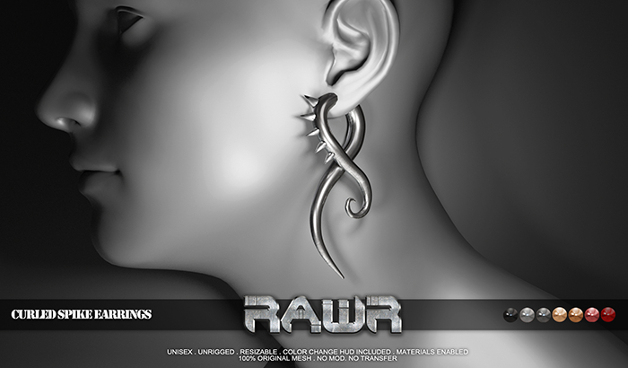 RAWR! Curled Spike Earrings (wear me)