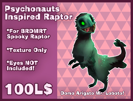 Second Life Marketplace - Psychonauts Inspired BRDMRT Spooky Raptor Mod