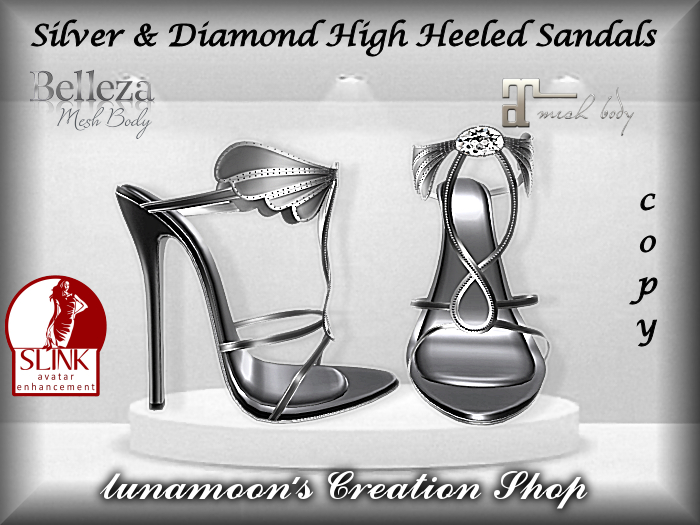 Silver & Diamond High Heeled Sandals