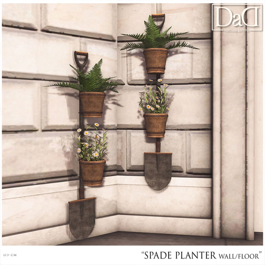 Rustic Garden Spade Planter floor +wall