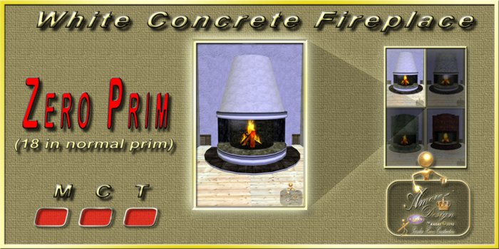 Fireplace White Concrete ZP-7115
