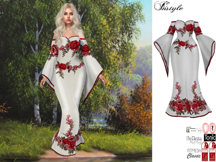 InStyl-Evening dress with poppies -v1 (Maitreya Slink Belleza Ocacin Tonic Classic Avatars)- Promotion until March 08