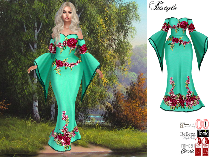 InStyl-Evening dress with poppies -v2(Maitreya Slink Belleza Ocacin Tonic Classic Avatars)