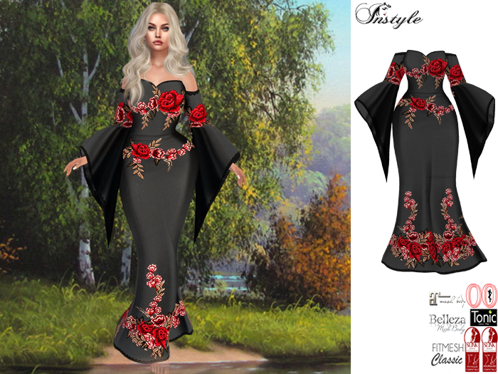 InStyl-Evening dress with poppies -v3(Maitreya Slink Belleza Ocacin Tonic Classic Avatars)