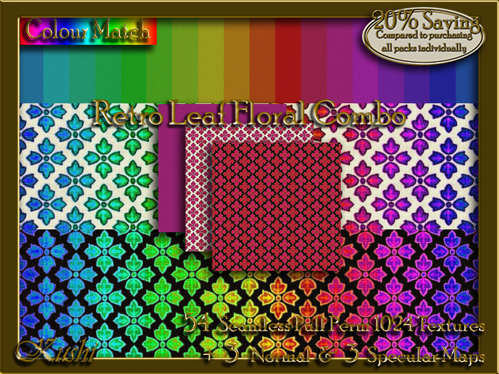 Retro Leaf Floral Combo Textures