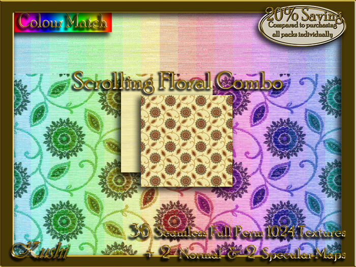 Second Life Marketplace - Scrolling Floral Combo Textures