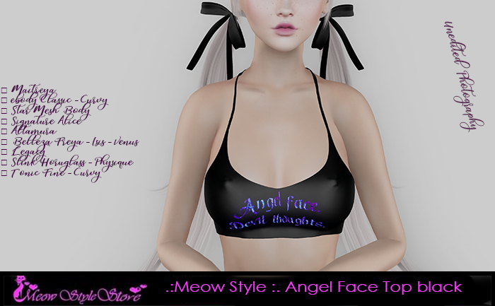 .:Meow Style :. Angel Face  Top  black