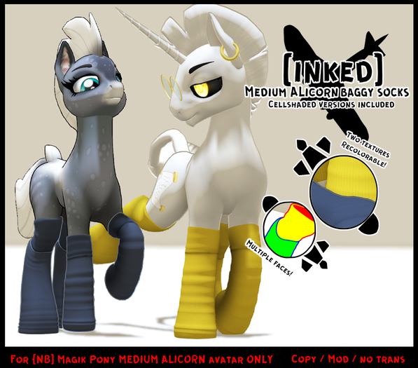 [INKED] Baggy Medium Alicorn Socks! [Boxed]