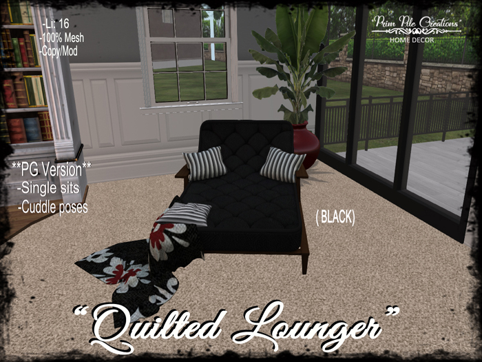 ~PPC~ Quilted Lounger (Black) PG BOXED