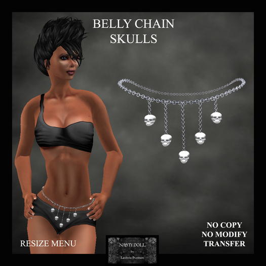NASTY DOLL - BELLY CHAIN SKULLS