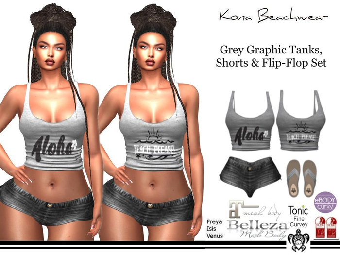 Kona Grey Graphic Tank and Shorts Outfit