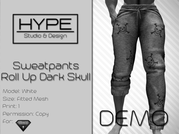 [ HYPE ] Sweatpants Roll Up Dark Skull DEMO
