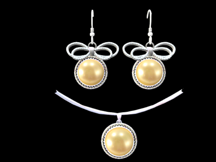 Bayou Magic Champagne Pearl Earring & Pendant Set