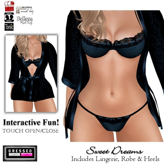 ::DBL:: Sweet Dreams Set (Open/Close Robe) Sapphire